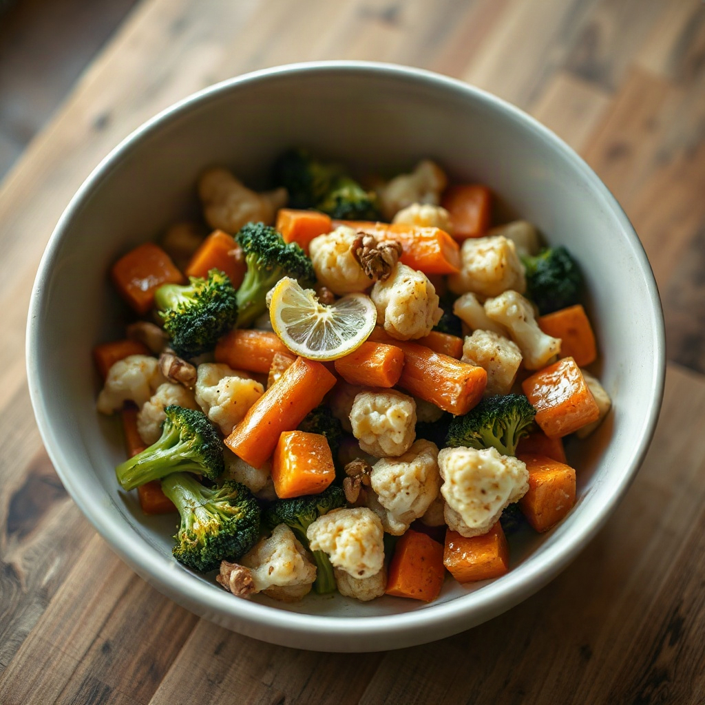 In a bowl, in visible pieces and lightly coloured.