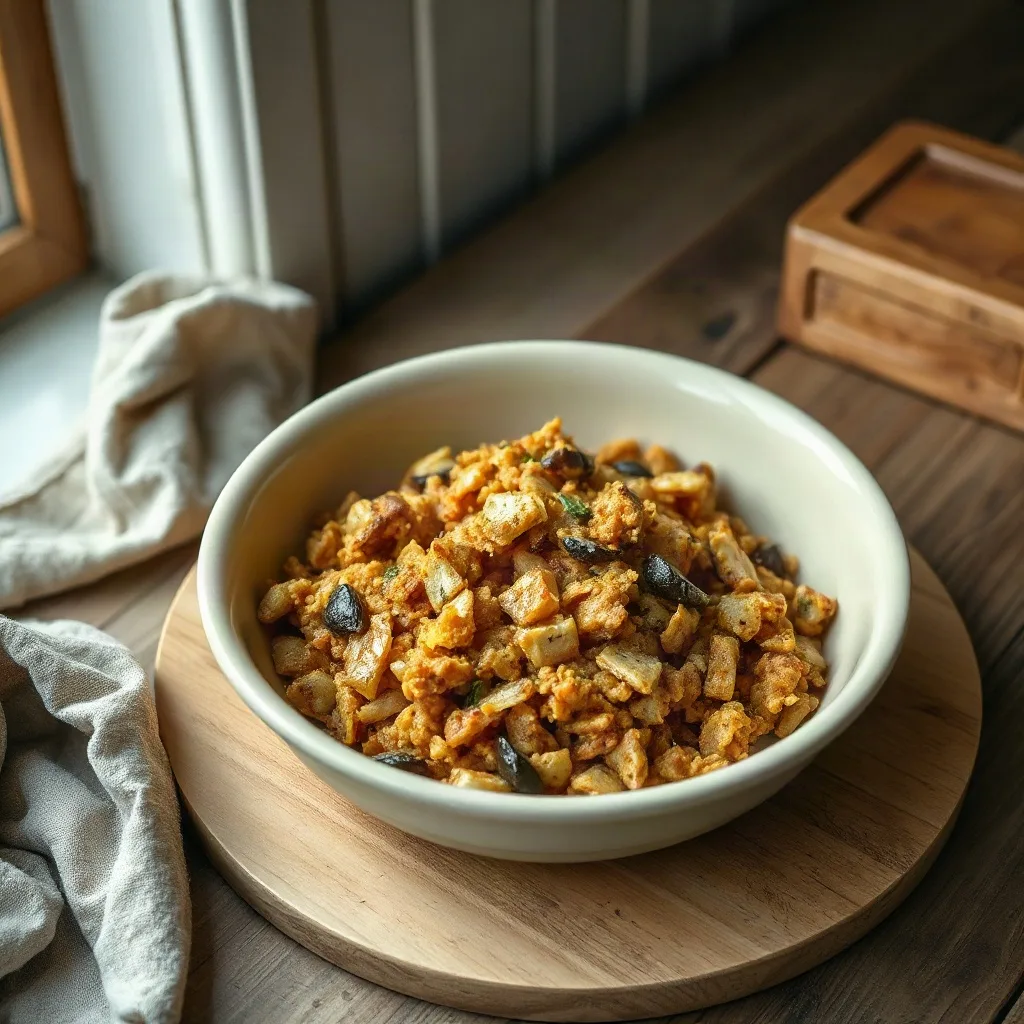 In a bowl, separate grains that hold and browned, a warm brown. The surface will be glossy.